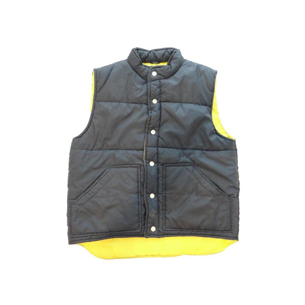 Vintage 1980s Men's Reversible Puffer Vest with Snap Buttons